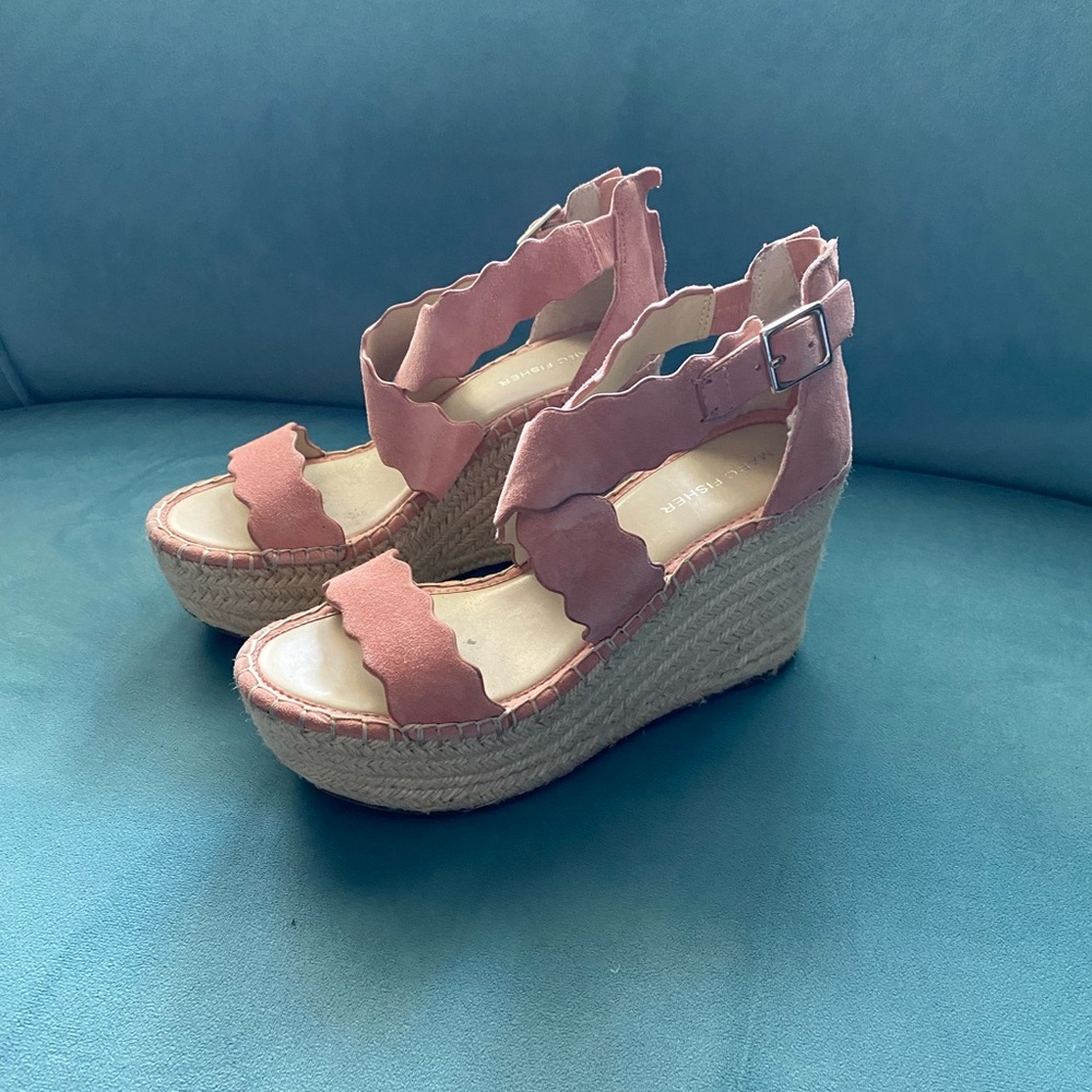 MARC FISHER Womens Soft Pink Scalloped Crisscross Straps